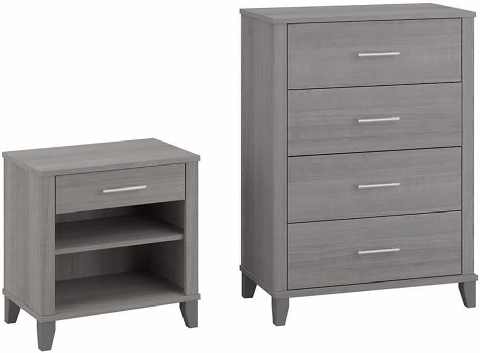 Somerset Platinum Gray Bedroom Set with Open-Safe Drawers