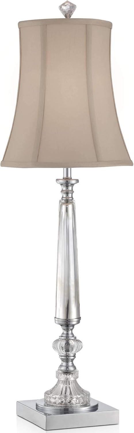 Vienna Full Spectrum Belardo Traditional Buffet Table Lamp 32" Tall Clear Crystal Taupe Bell Shade for Bedroom Living Room Bedside Nightstand Office