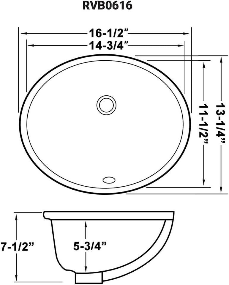 Ruvati RVB0616 Ruvati inch Undermount Bathroom Vanity Sink White Oval Porcelain Ceramic with Overflow