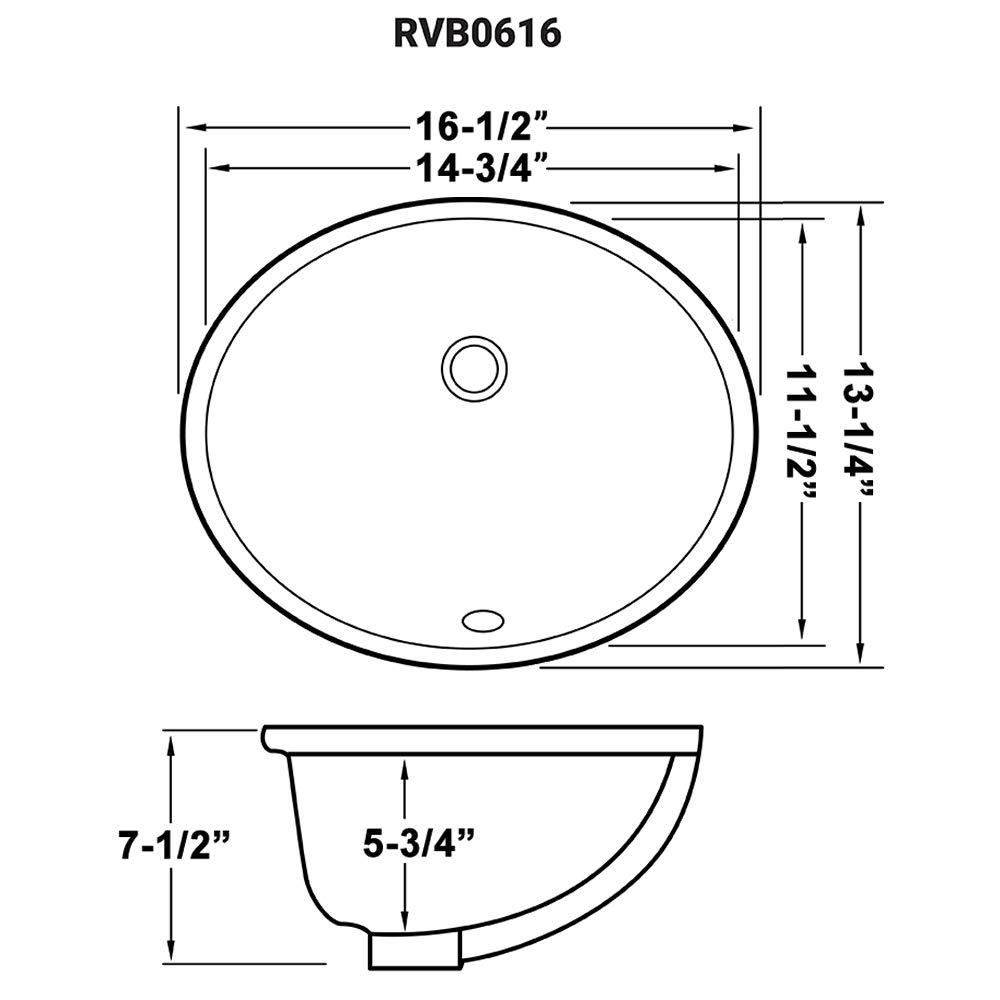 Ruvati RVB0616 Ruvati inch Undermount Bathroom Vanity Sink White Oval Porcelain Ceramic with Overflow