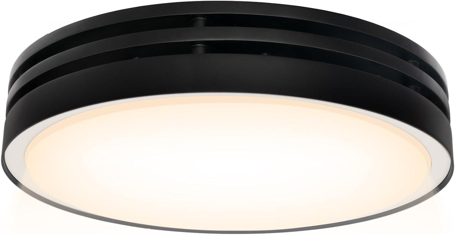 Matte Black Round Bathroom Exhaust Fan with Dimmable LED Light