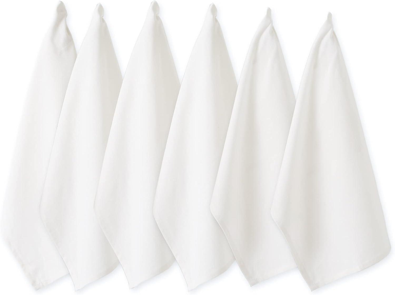 White Cotton Flat Woven Dishtowels Set of 6