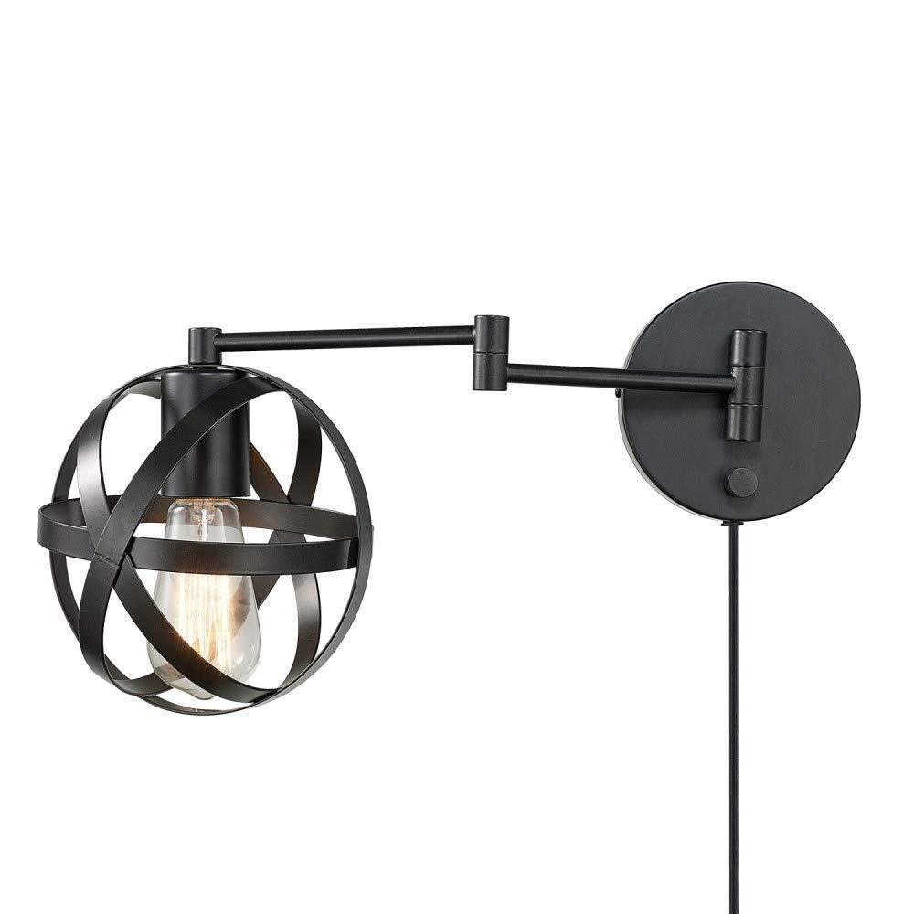 Globe Electric Tatum 1-Light Dark Bronze Plug-In or Hardwire Swing Arm Wall Sconce, 51544