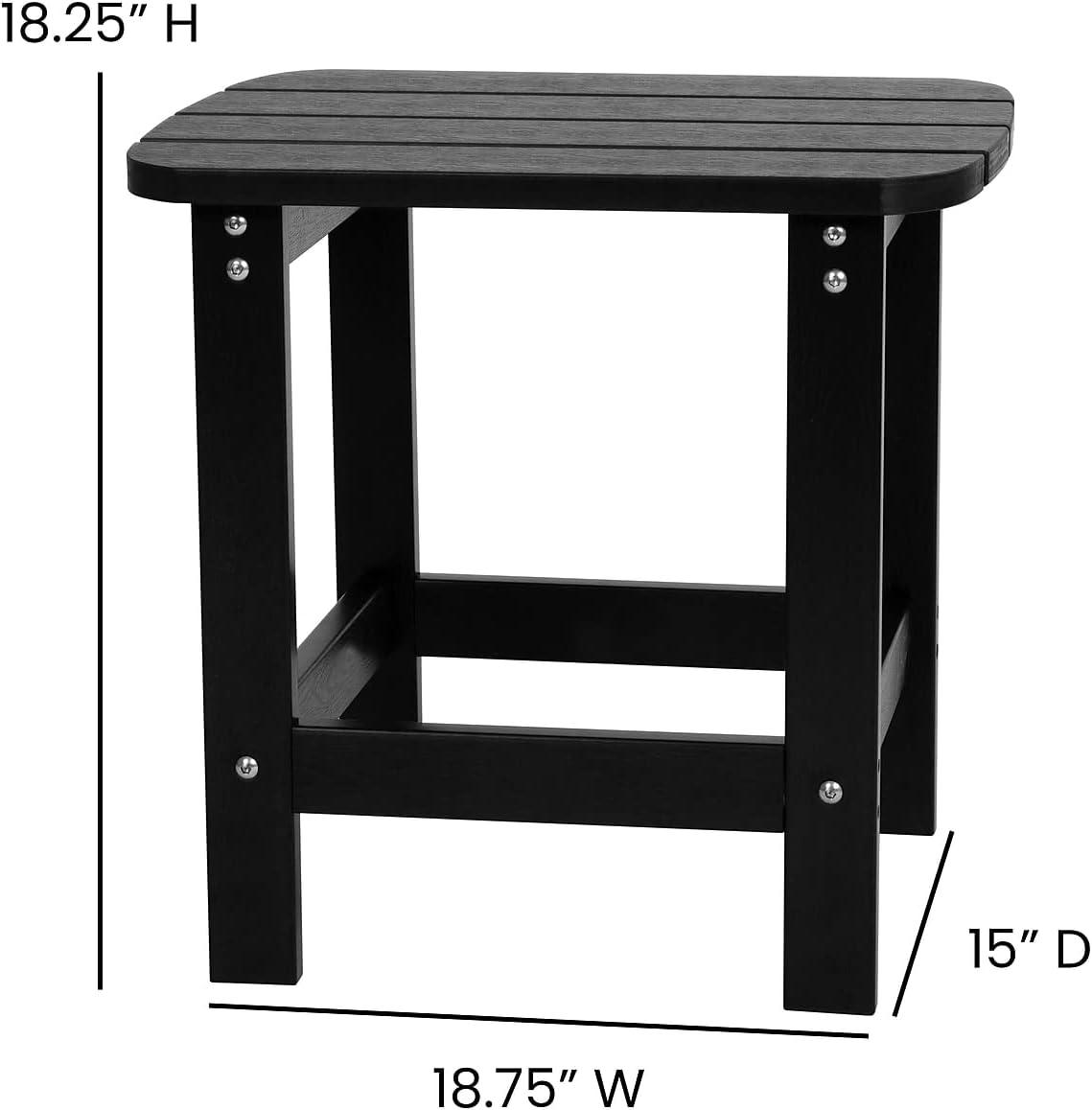 Flash Furniture Charlestown All-Weather Poly Resin Wood Commercial Grade Adirondack Side Table