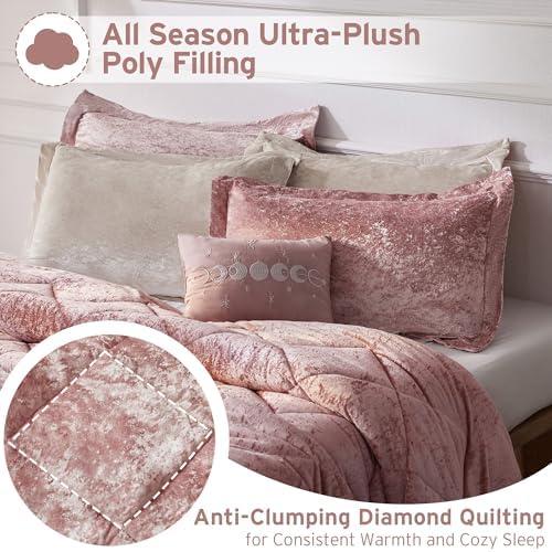 Felicia Crushed Velvet Comforter Set with Throw Pillow