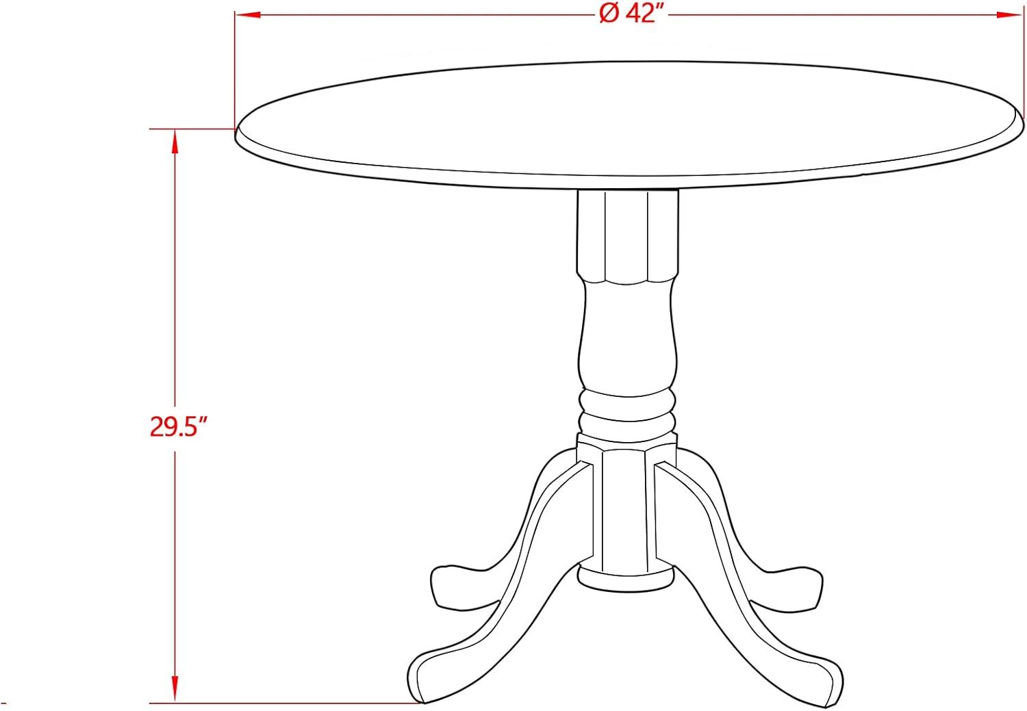 42 in. Dublin Round Acacia Wood Dining Table with Two 9 in. Drop Leaves & Wirebrushed Black Pedestal