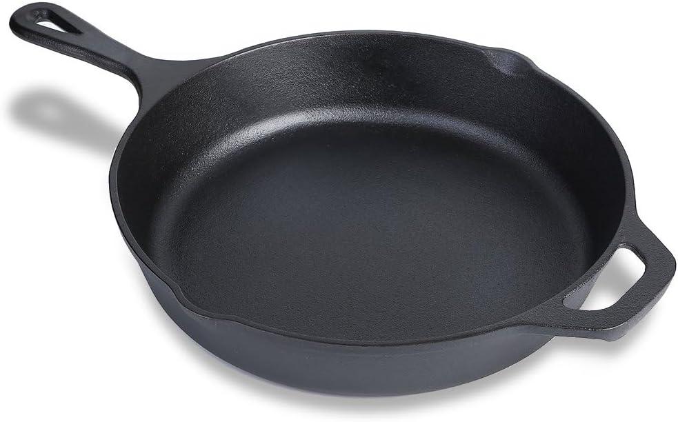 Fresh Australian Kitchen 12" Cast Iron Skillets Nonstick - Pre Seasoned Frying Pan Cookware Pan for Cooking