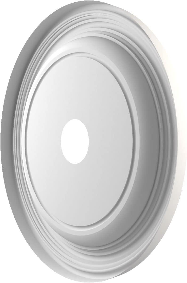 Ekena Millwork 22"OD x 3 1/2"ID x 1 1/2"P Traditional Thermoformed PVC Ceiling Medallion (Fits Canopies up to 13 1/2"), UltraCover Satin Blossom White