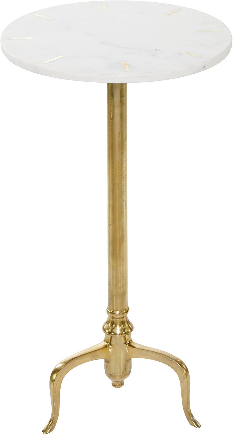 Contemporary Marble Pedestal Accent Table Brass - Olivia & May