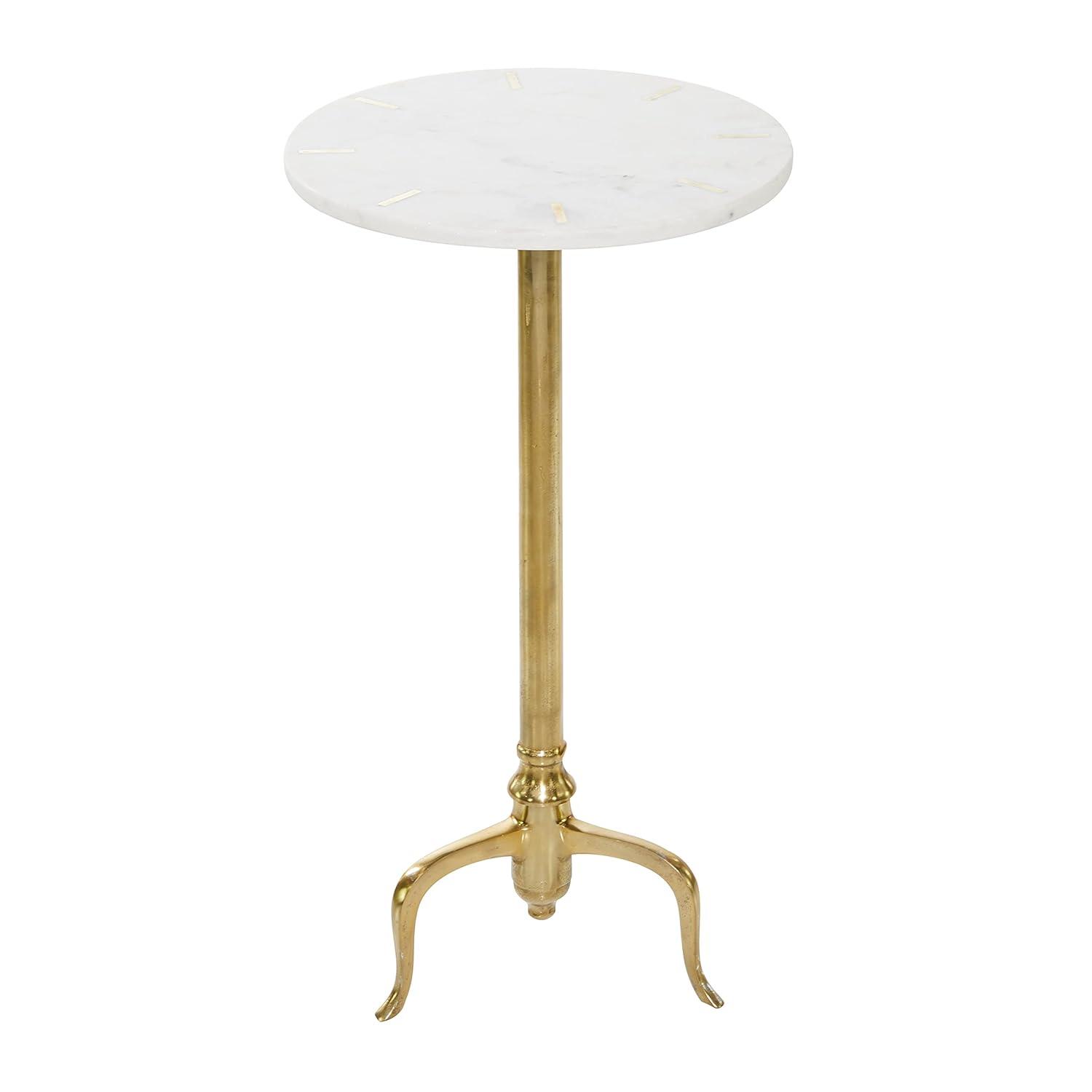 Contemporary Marble Pedestal Accent Table Brass - Olivia & May