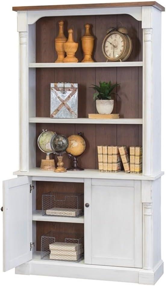 78" Durham 3 Shelf Bookcase with Lower Doors White - Martin Furniture: Cottage Style, Metal Hardware
