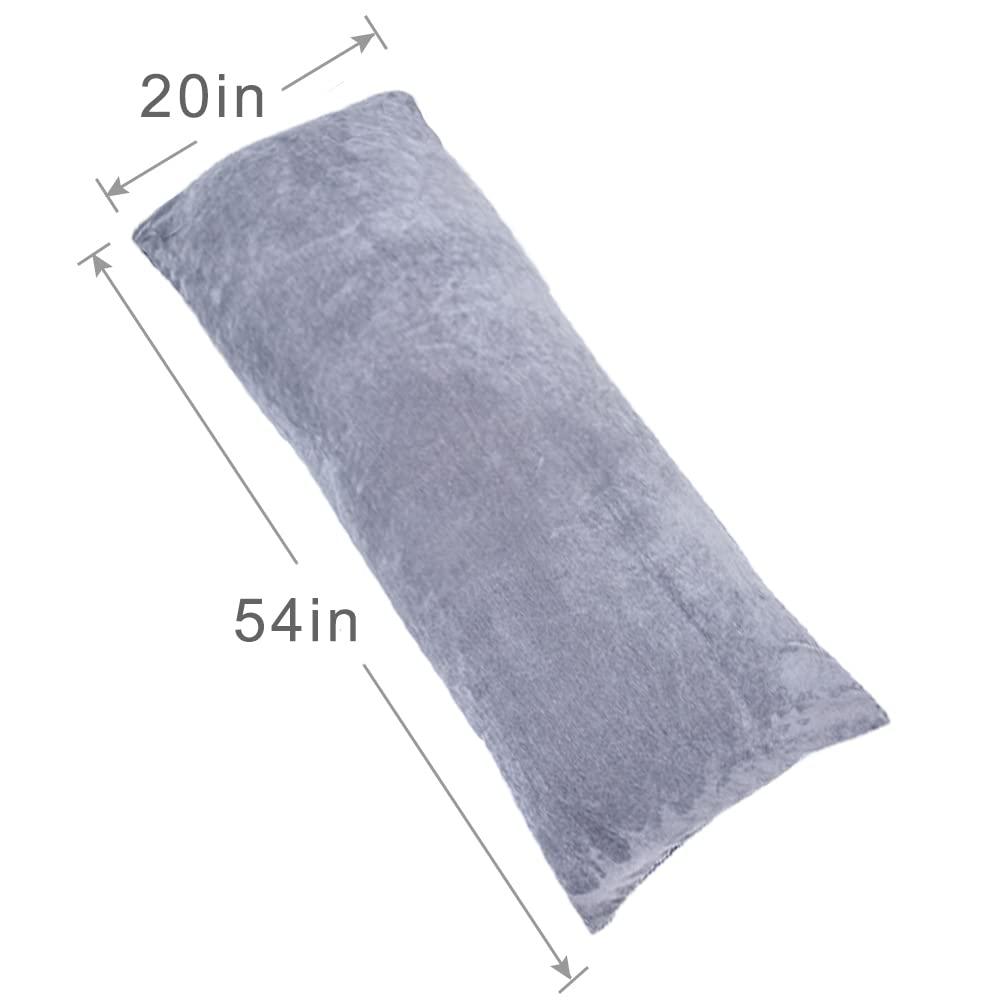 Full Body Pillow for Adults, Long Sleeping, Big Pillows Bed, Firm Large with Velvet Cover, 20x54 Inches (Dark Grey)