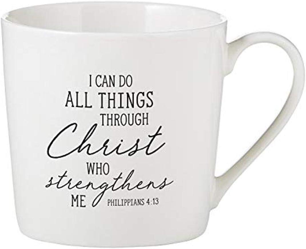Faithworks Creative Brands Inspirational White Bone China Café Mug/Cup, 14-Ounce, I Can Do All Things - Scripture
