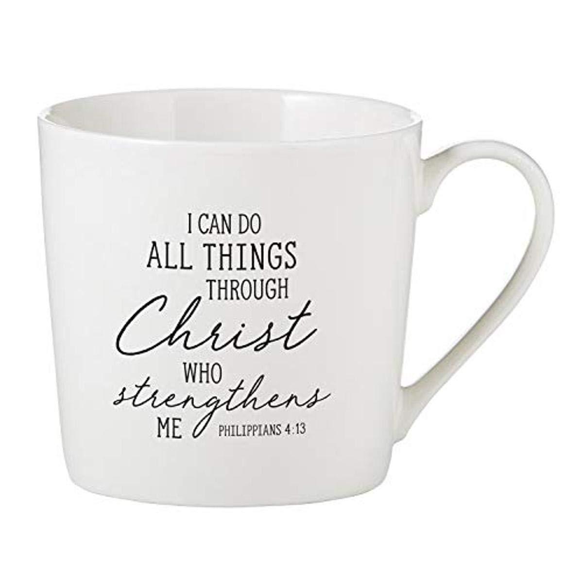Faithworks Creative Brands Inspirational White Bone China Café Mug/Cup, 14-Ounce, I Can Do All Things - Scripture