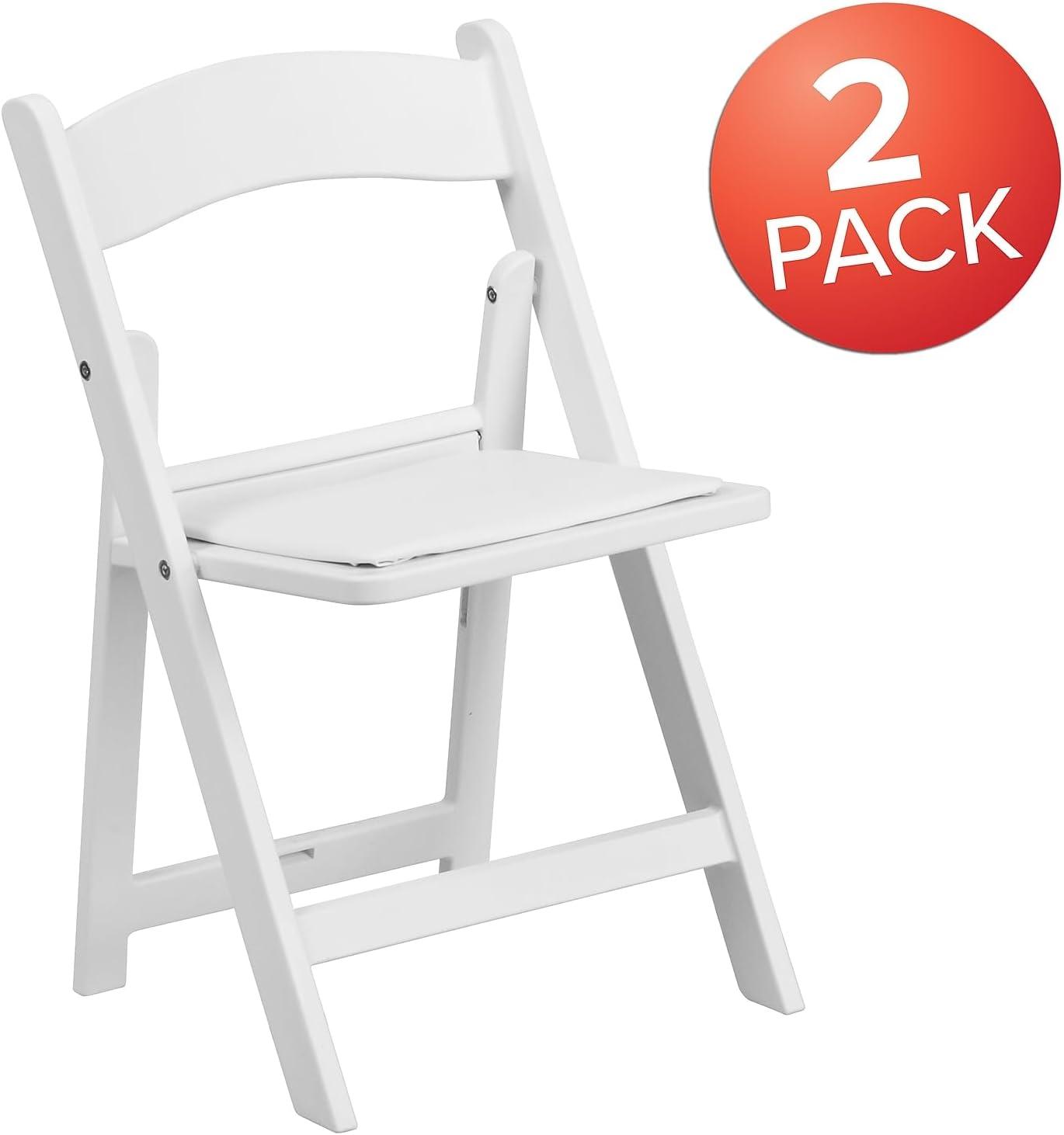 Flash Furniture Kids Folding Chairs with Padded Seats | Set of 2 White Resin Folding Chair with Vinyl Padded Seat for Kids