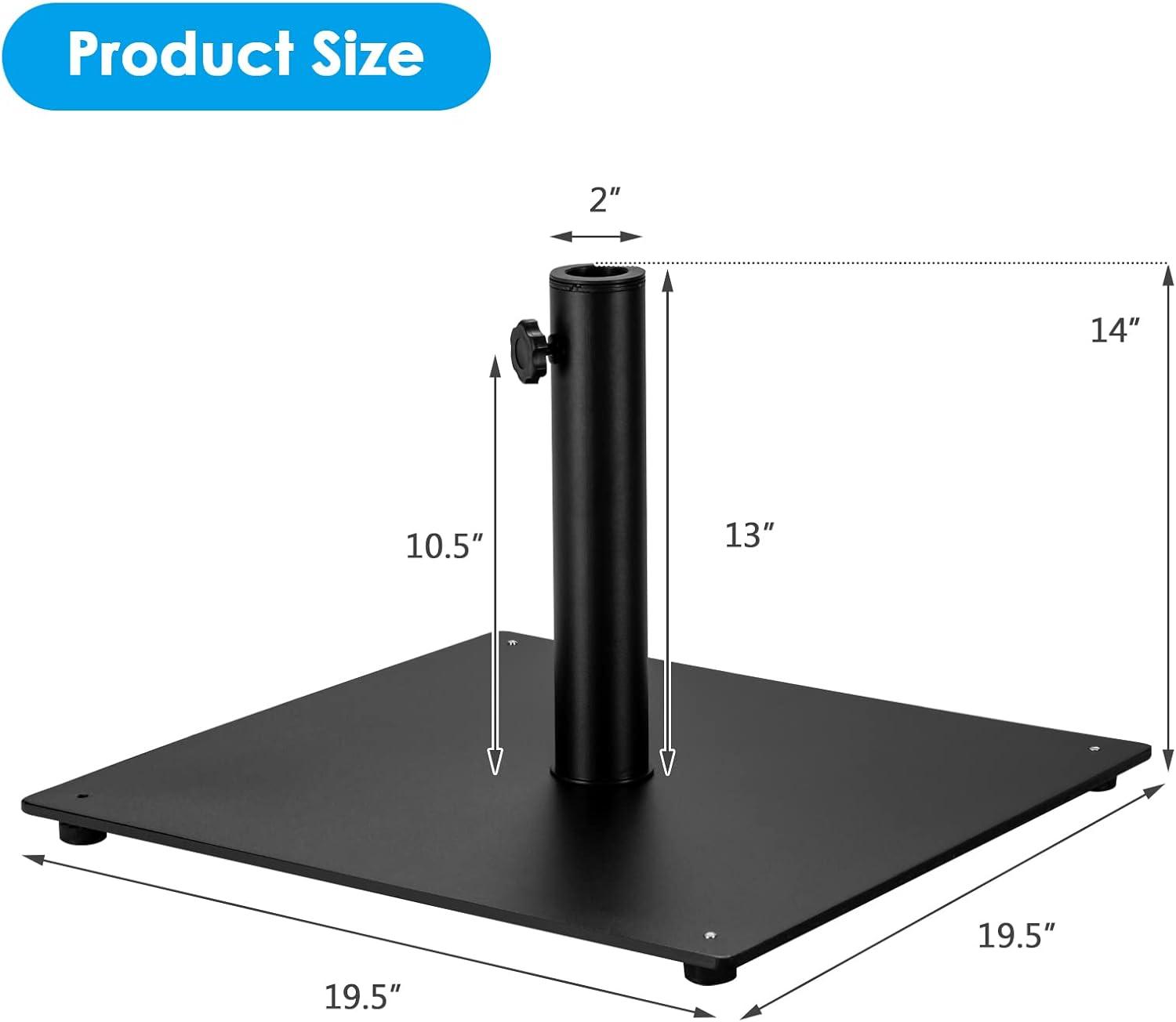 Black Heavy Duty Metal Square Umbrella Base with Adapters