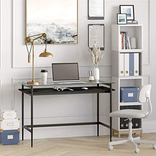 46" Black Bronze Desk with Black Woodgrain Shelf - Henn&Hart