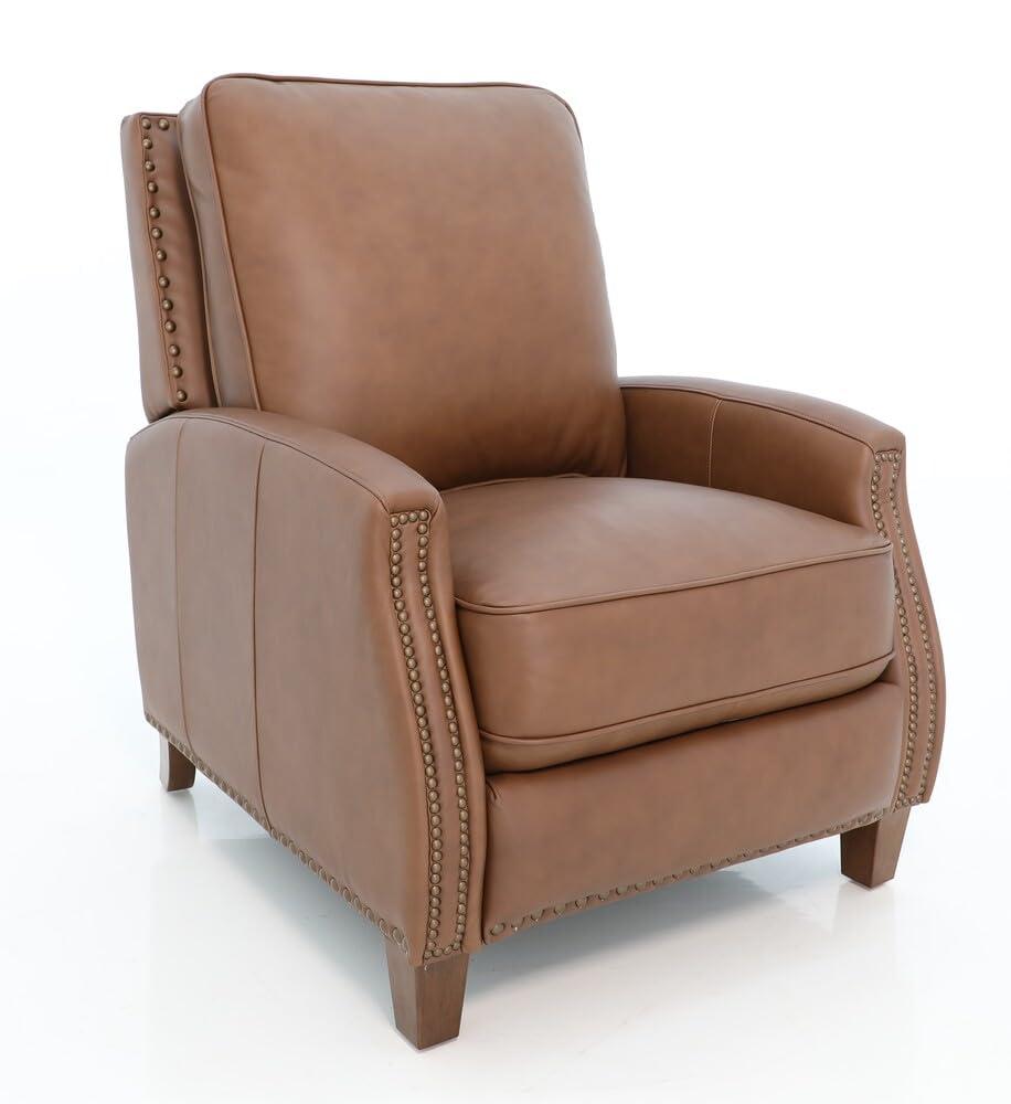 Melrose Brown Leather Recliner with Distressed Wood Legs