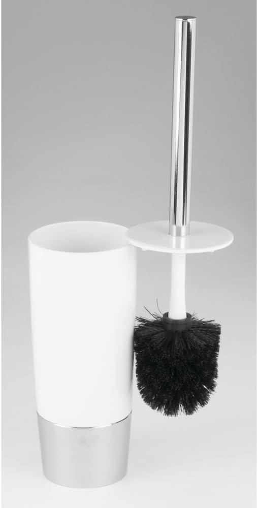 iDESIGN Duetto Plastic Toilet Bowl Brush and Holder Slim Set for Bathroom Cleaning and Storage