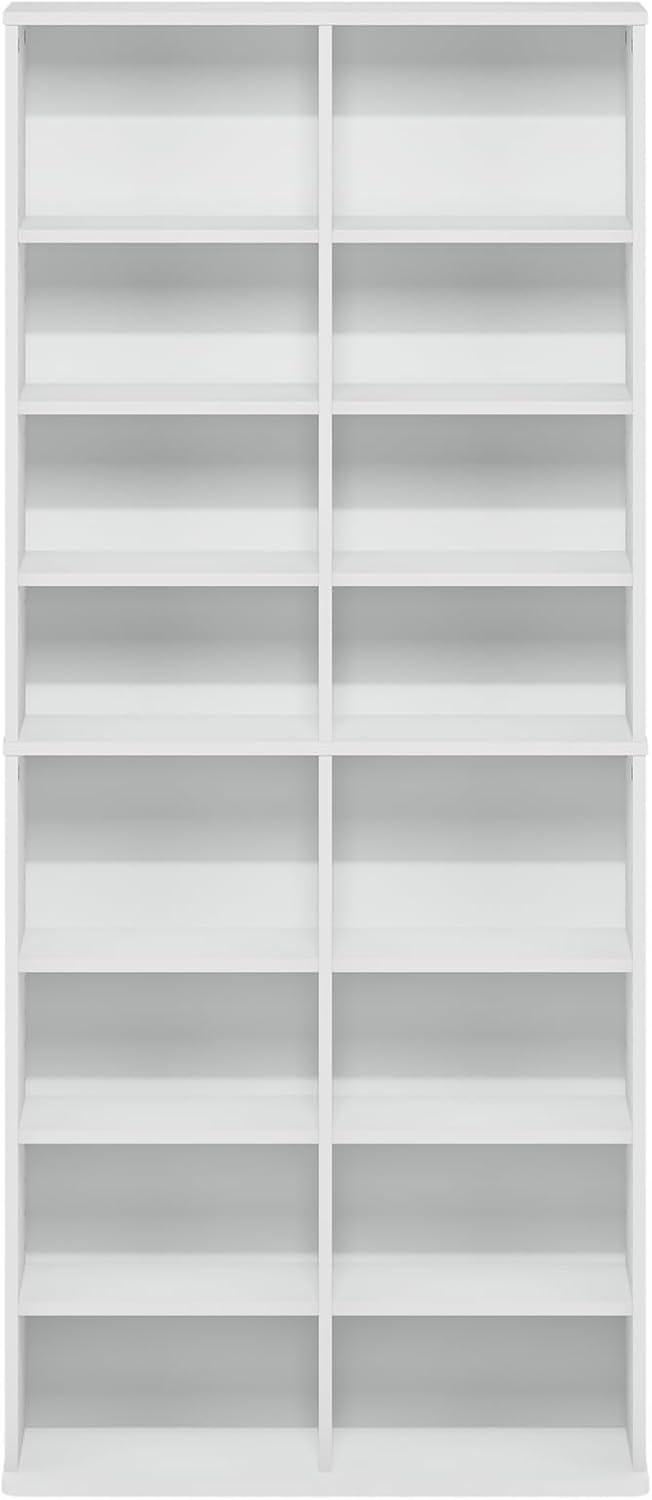 Furinno JAYA 16-Shelf Multimedia Media Storage Tower Rack with Adjustable Shelves, White