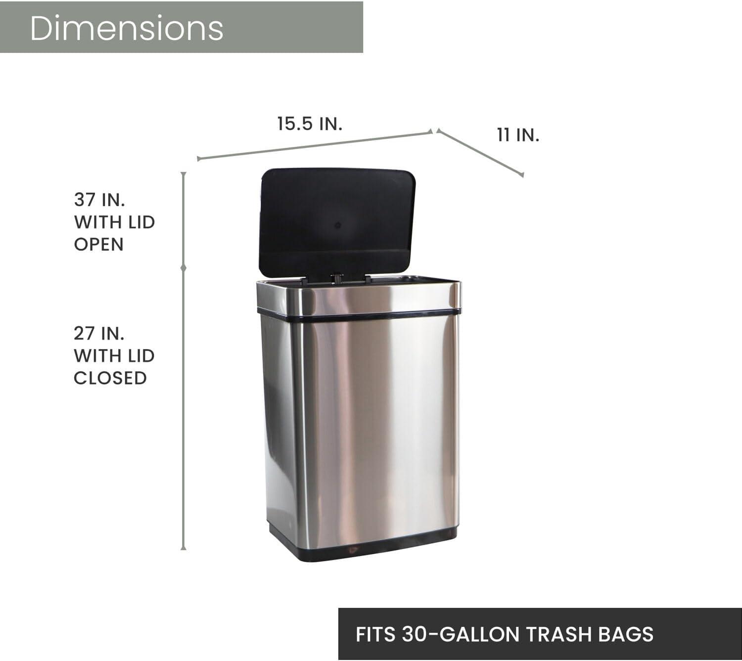 Hanover Plastic Motion Sensor Kitchen Trash Can - 16 Gallons