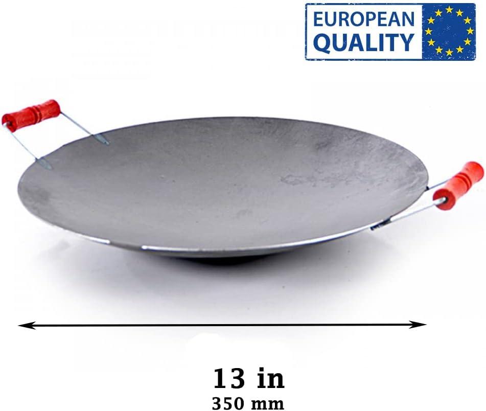 Medium 13.7 Inch Steel Cowboy Wok with Red Handles