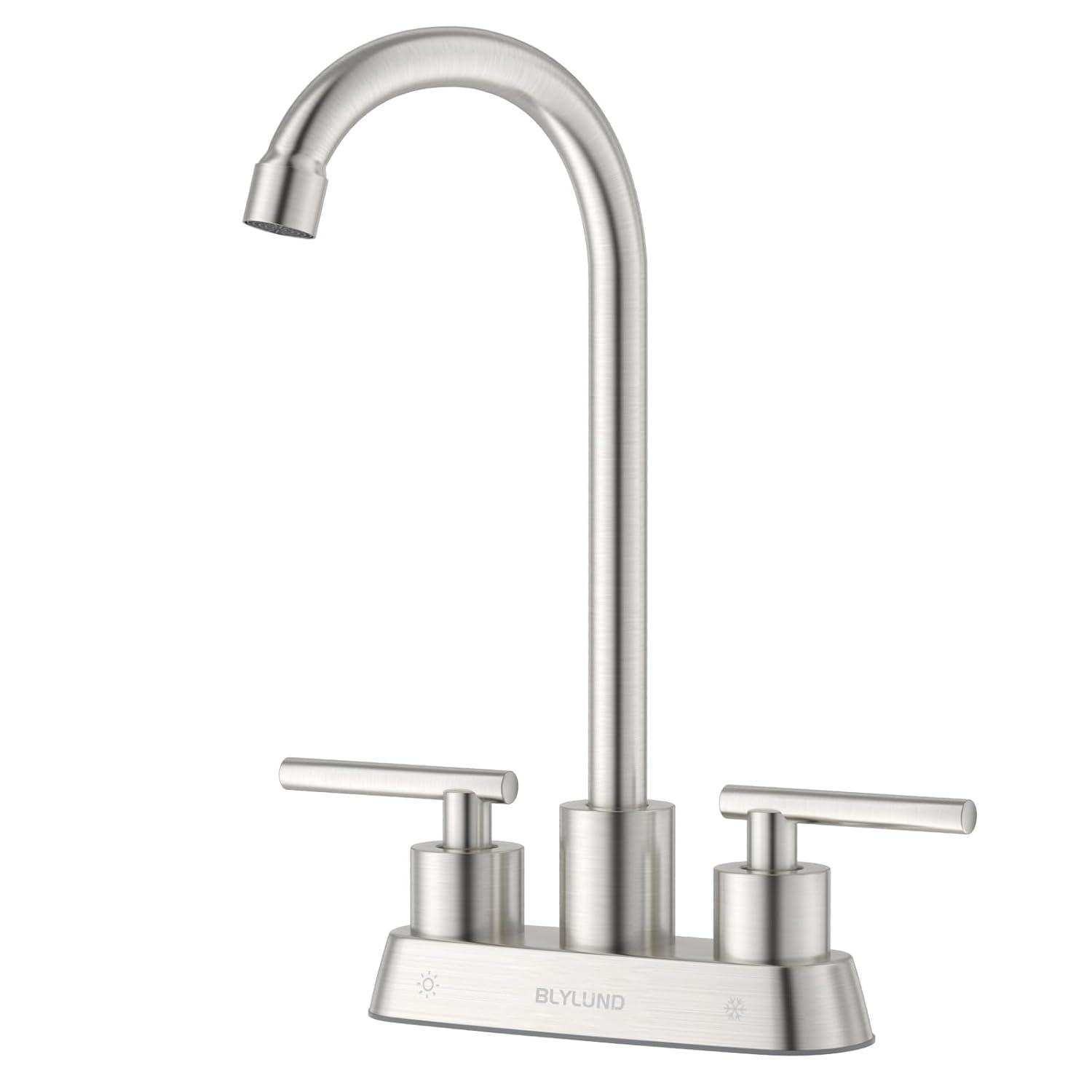 Brushed Nickel Kitchen Sink Faucet with Pull Down Sprayer Single Handle Single Hole Mixer Tap