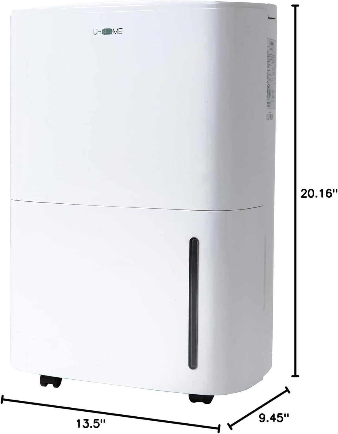 Uhome 120 Pints White Digital Dehumidifier with Drain Hose