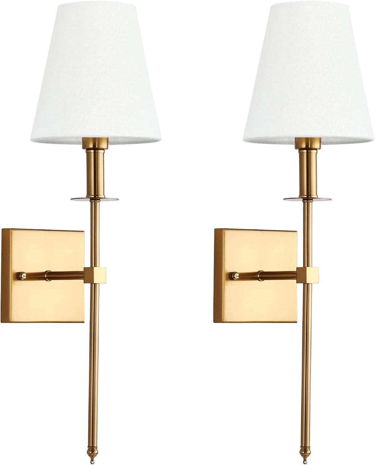 Gold Wall Sconces Set of Two, Modern Crystal Wall Light with E26 Socket Hardwired Sconces Wall Lighting Bedside Wall Lamp Crystal Decor Wall Mount Light Fixture for Living room, Bedroom, Hallway