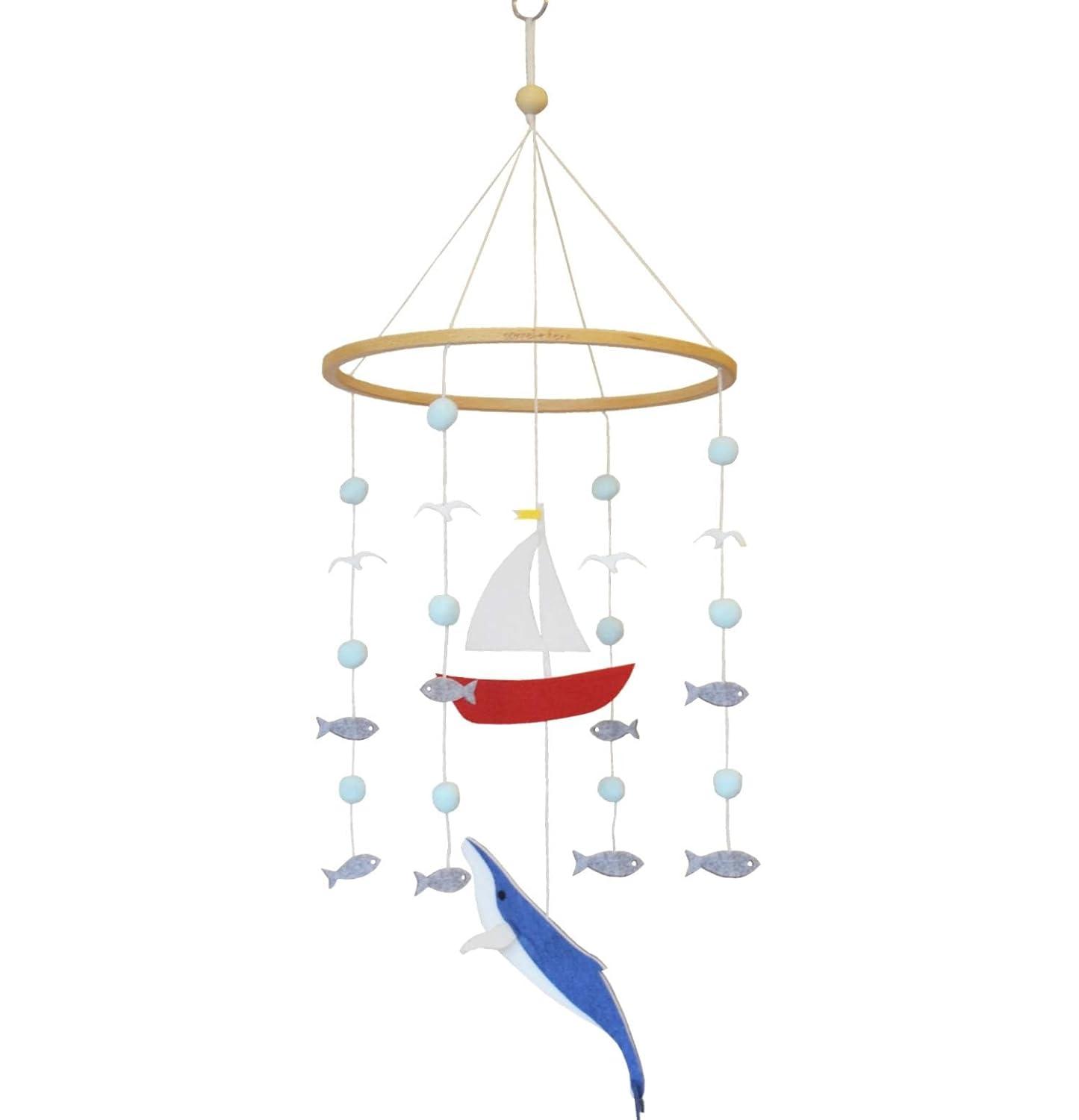 Sorrel + Fern Baby Crib Mobile (Whale and Sailboat Ocean) - Baby Shower Gift Nursery Decoration for Boys & Girls