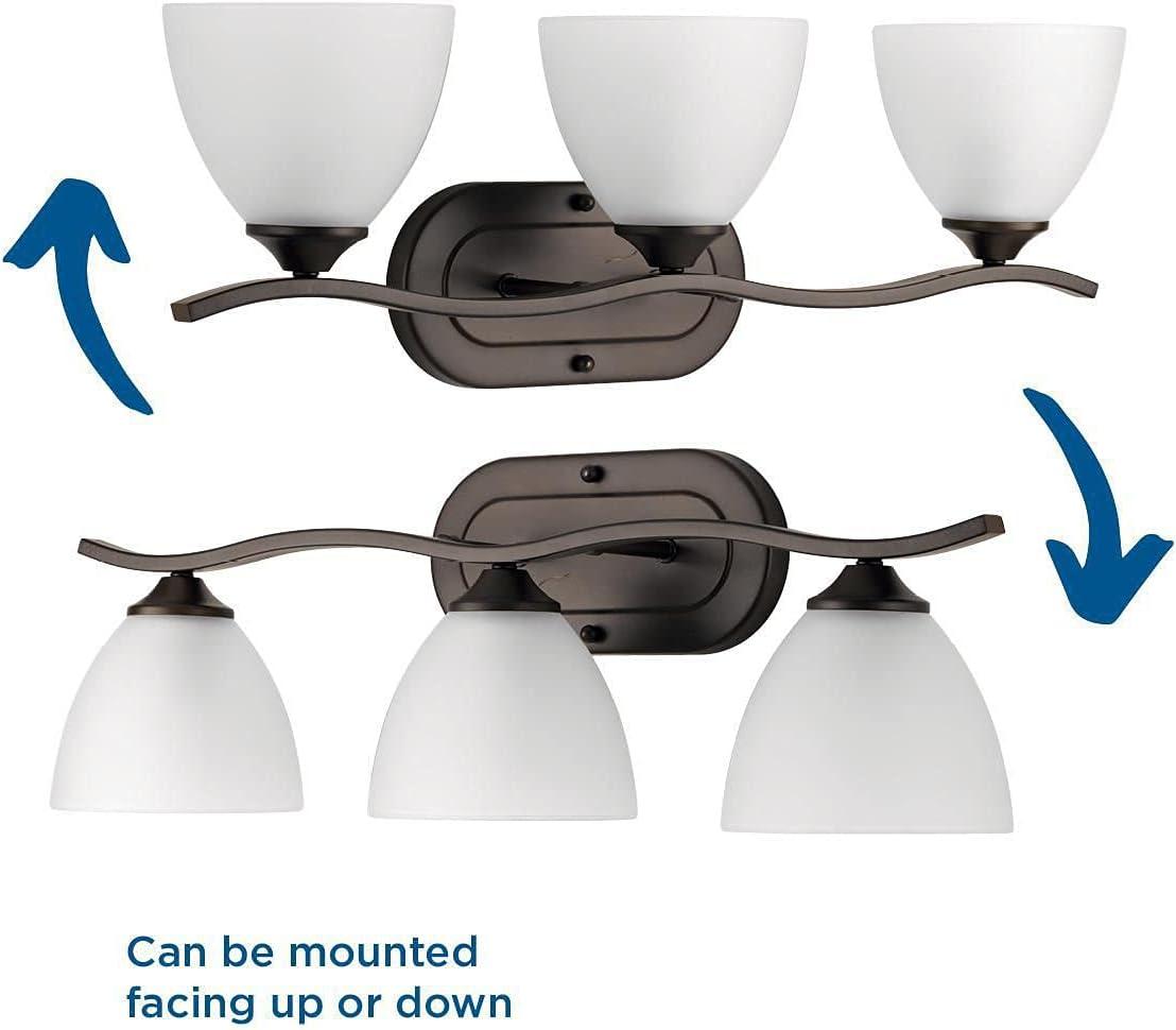 Progress Lighting Laird 3-Light Bath Vanity, Antique Bronze, Glass Shade