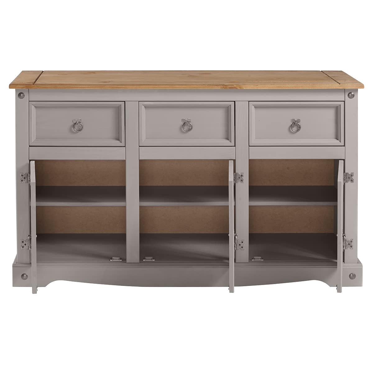 49.25 x 29.88 x 15.75 in. Cottage Series Wood Buffet Sideboard, Corona Gray