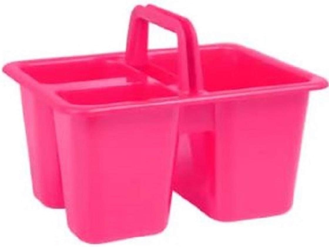 Kids Arts & Crafts Small Plastic Caddies with Handles, 3 Compartments, Assorted Colors, 4-ct Set