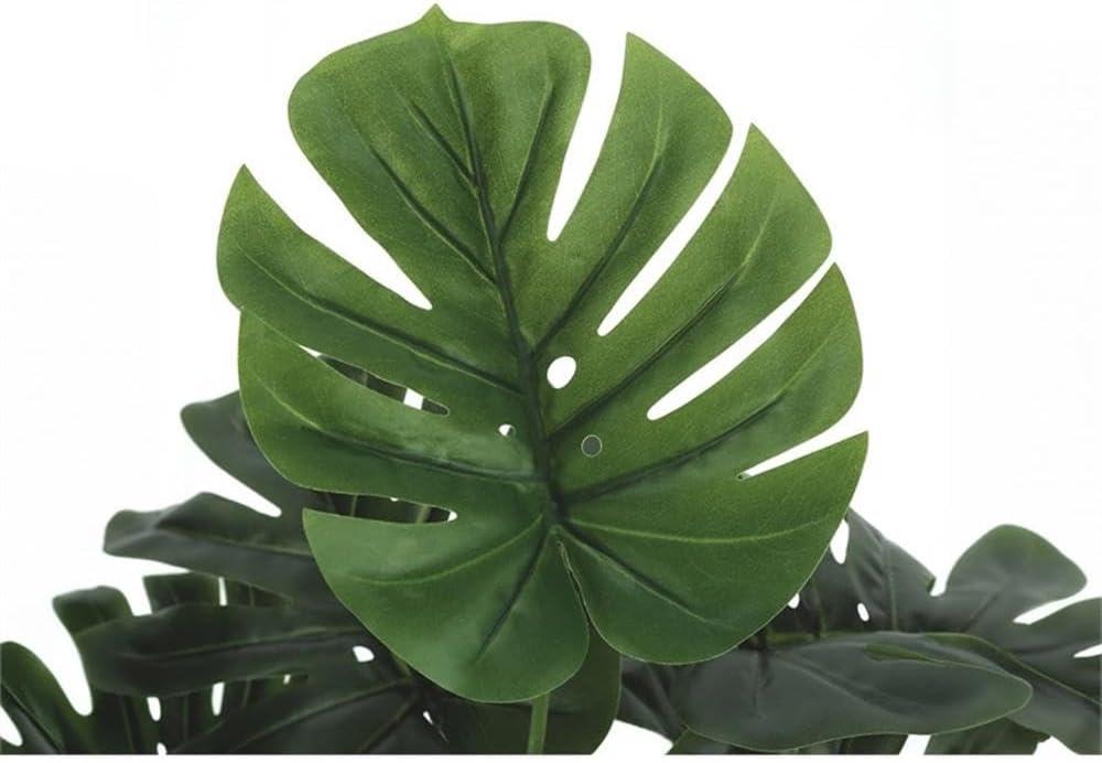 Monarch Specialties Artificial Plant 24 inch Tall Monstera Indoor Faux Fake Table Greenery Potted Real Touch Decorative Green Leaves Black Pot