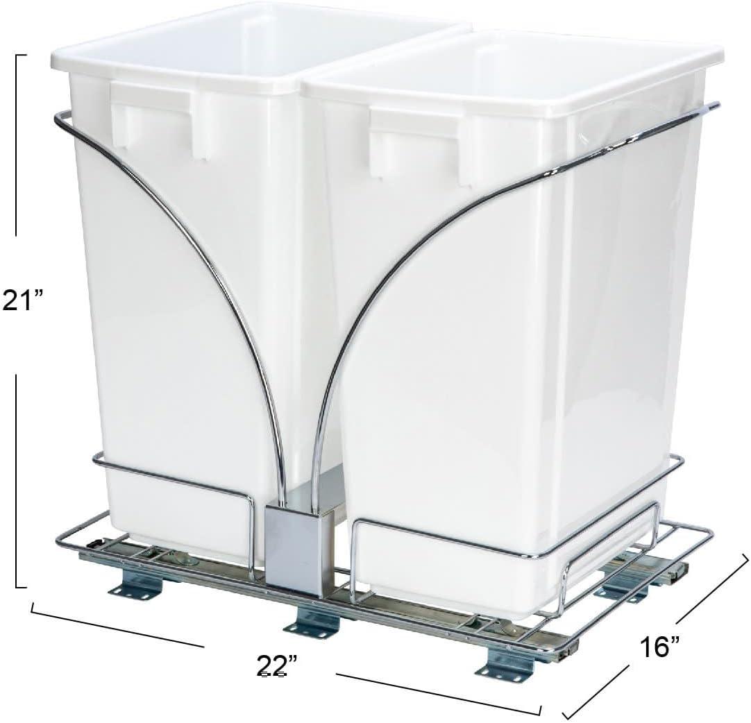 White Double 9 Gallon Pull-Out Plastic Trash Cans