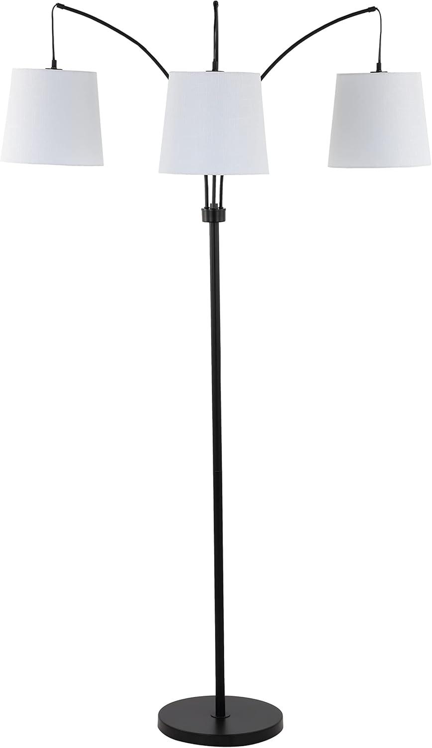 Sylva 72.5" 3-Light Mid-Century Modern Head-Adjustable Iron LED Arc Floor Lamp, Black