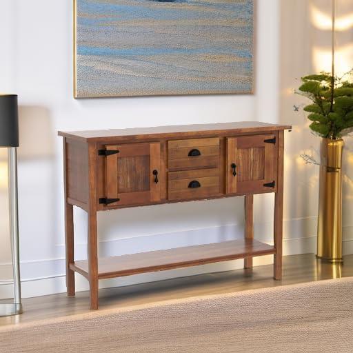 Console Table, Console Tables for Entryway, 48" Console Sofa Table Entrance Table with 2 Drawers and Open Shelves, Console Table with Storage, Narrow Entryway Table for Living Room, Hallway, Brown