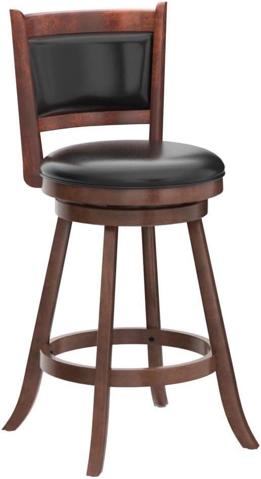 Bar Stools Set of 2, 360 Degree Swivel, Accent Wooden Swivel Seat Counter Height Bar Stool, Leather Upholstered Design, PVC Cushioned Seat, Perfect for Dining and Living Room (Height 24")