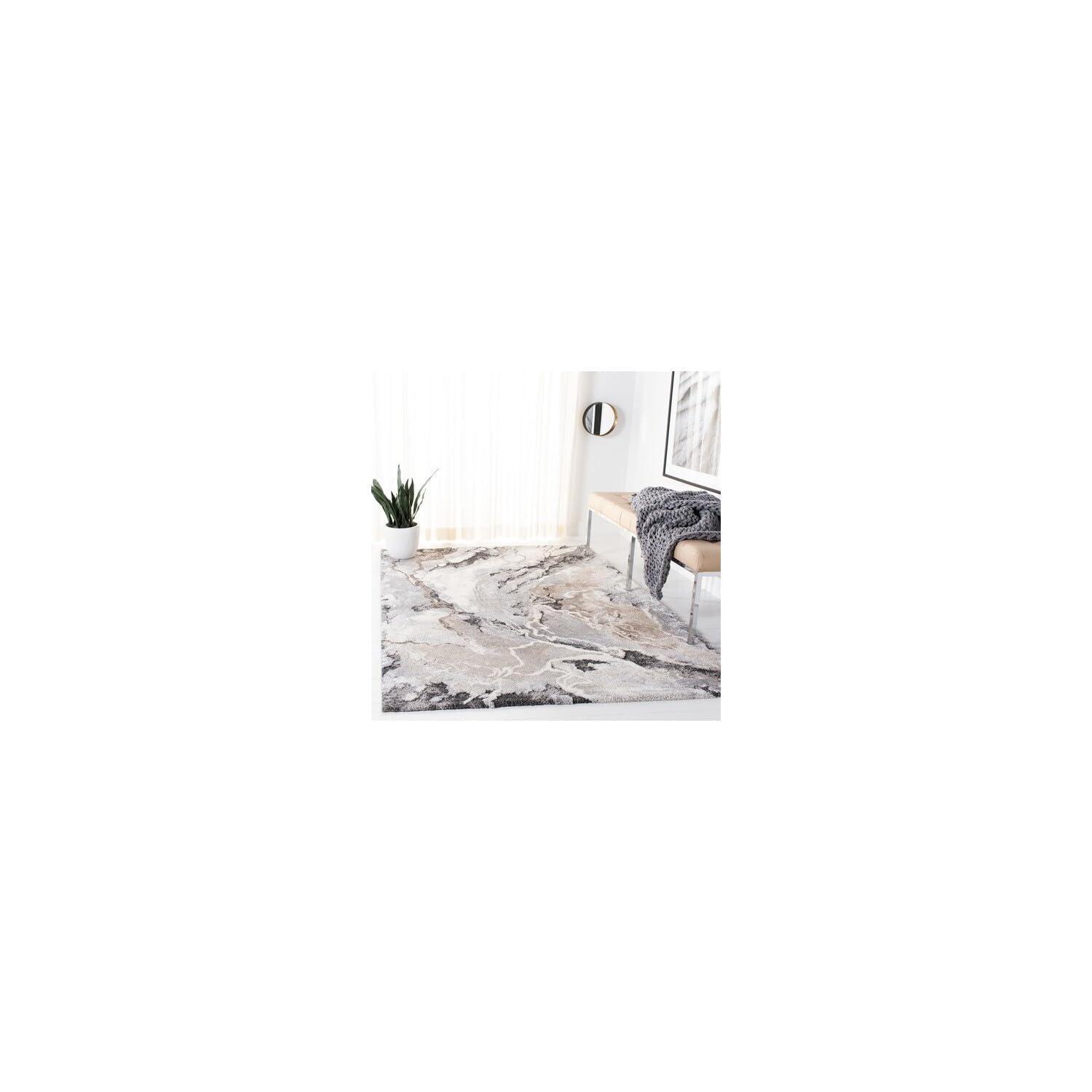 Cyrus Shag CYR121 Power Loomed Indoor Area Rug - Grey/Beige - 8'x10' - Safavieh