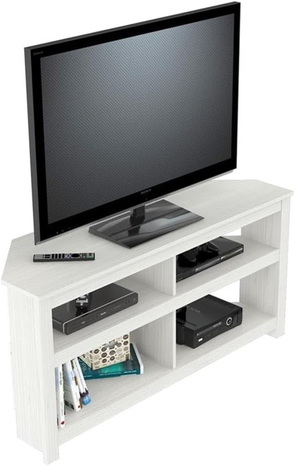 Inval 4-Shelf Corner TV Stand for TVs up to 60”, Washed Oak