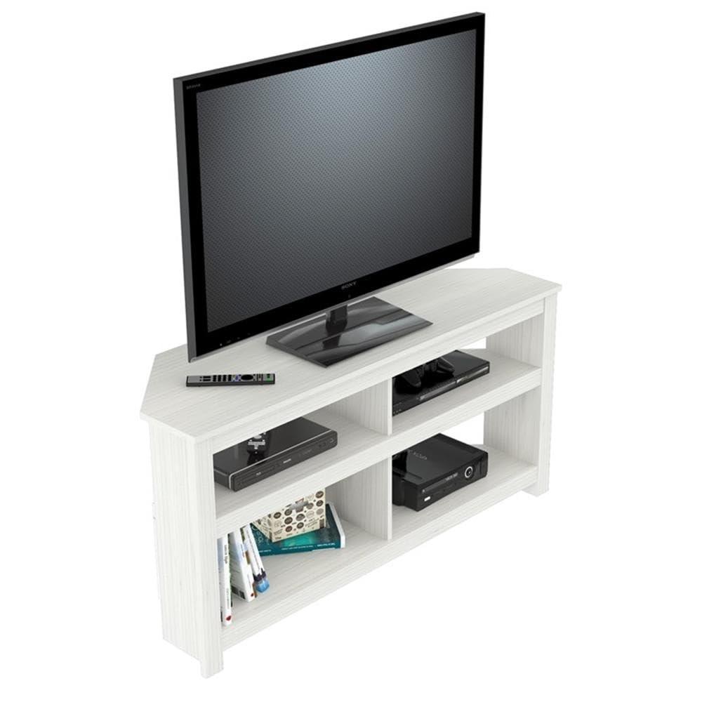 Inval 4-Shelf Corner TV Stand for TVs up to 60”, Washed Oak