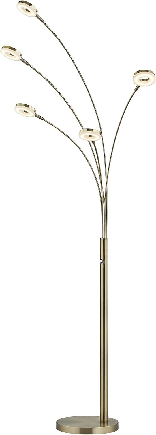 Artiva USA LED802268FAB UFO Super Bright LED 5-Arched Floor Lamp with Touch Dimmer 73"H Antique Satin Brass