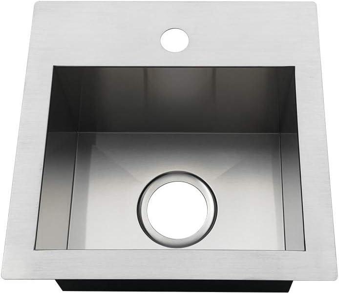 Kingston Brass Uptowne 15-Inch Single Bowl Dual Mount Kitchen Sink