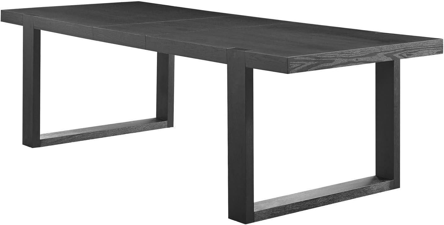 Yves Extendable Dining Table Gray - Steve Silver Co.: Seats 8, Modern Double-Pedestal, Removable Leaf