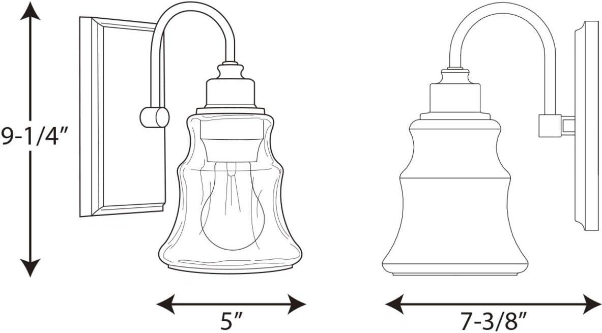 Progress Lighting Litchfield 1-Light Bath Vanity, Polished Chrome, Clear Glass Shade