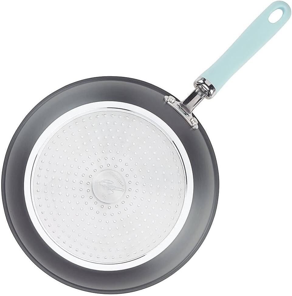 Rachael Ray Create Delicious 11pc Hard Anodized Nonstick Cookware Set Light Blue Handles