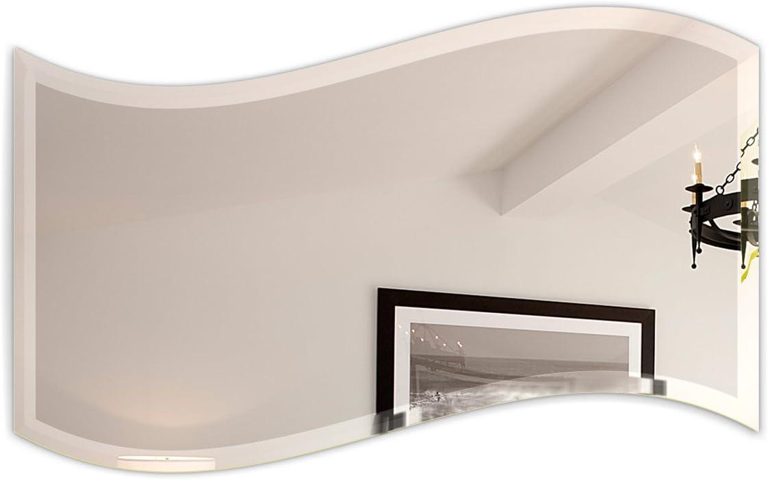 Fab Glass and Mirror Frameless Wavy Beveled Wall Mirror - 24W x 36H in.