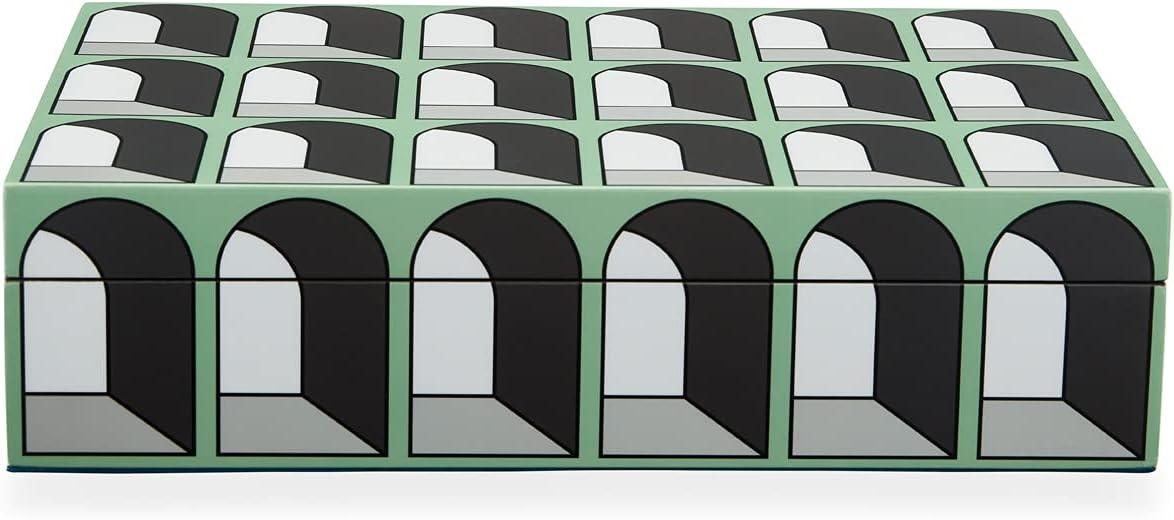 Large Green Lacquer Stacking Box with Fabric Interior