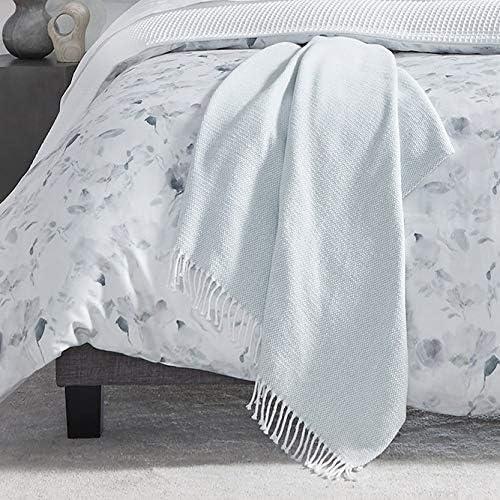 Lightweight Cotton Basketweave Throw Blanket with Fringe