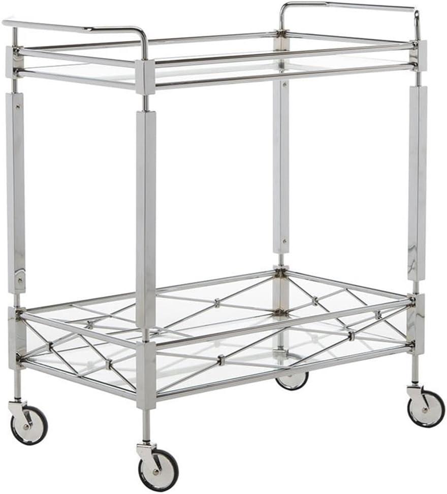 Ingrid 2 Tier Bar Cart - Chrome/Tempered Glass - Safavieh